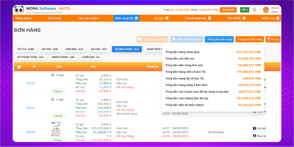 Quản lý thanh toán hiệu quả trên website nhập hàng Trung Quốc​