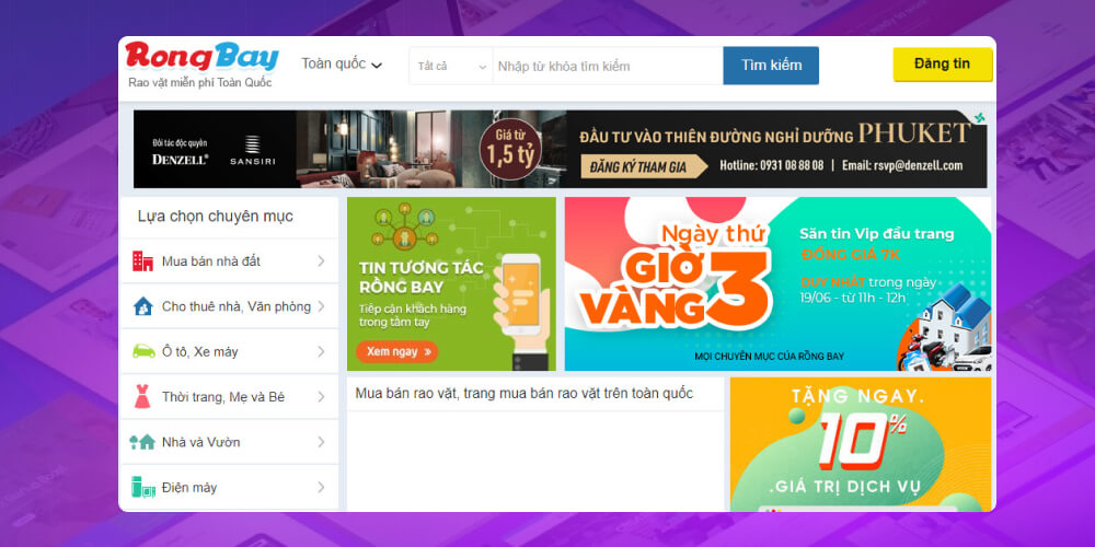 web rao vặt theo hình thức sử dụng