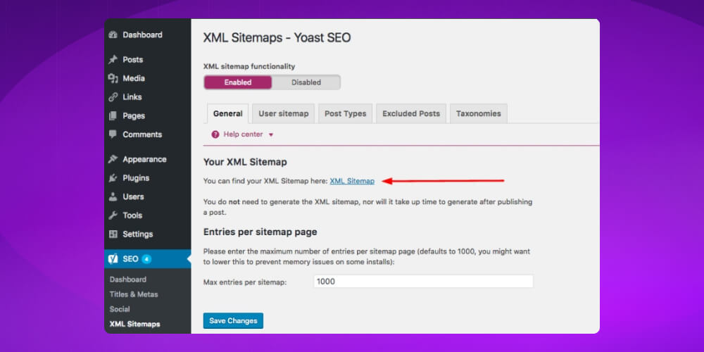 Với Yoast SEO tìm XML Sitemap