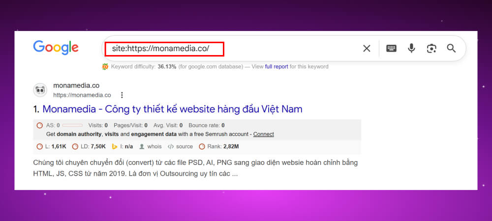 Bước kiểm tra index website