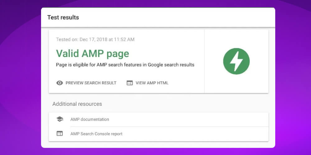 thông báo Valid AMP