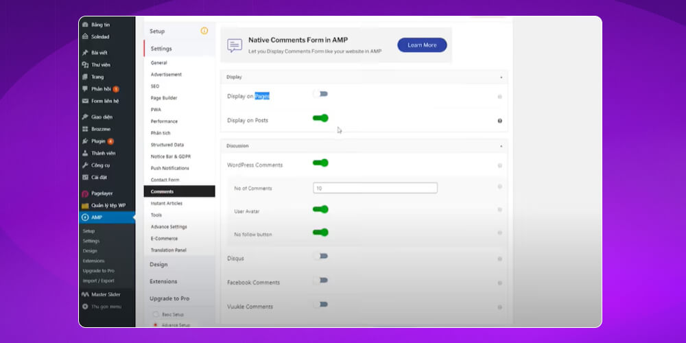 tùy chỉnh giao diện AMP