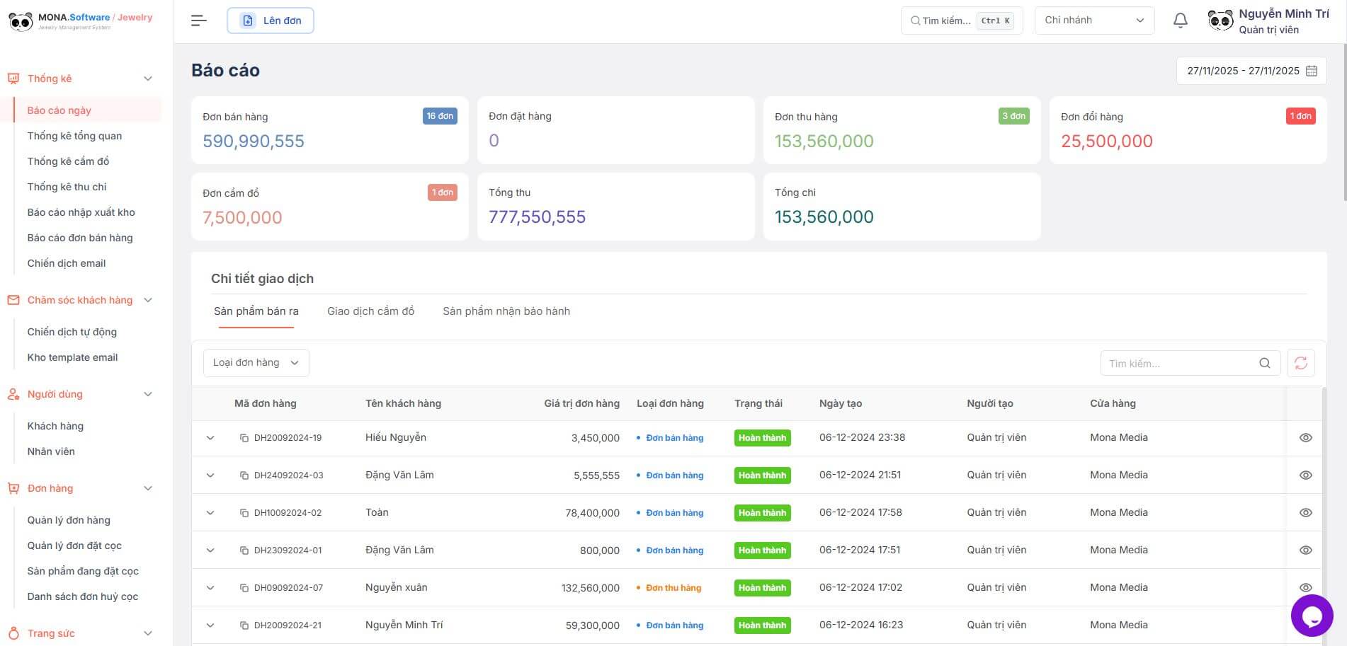 Tính năng quản lý bán hàng của phần mềm vàng