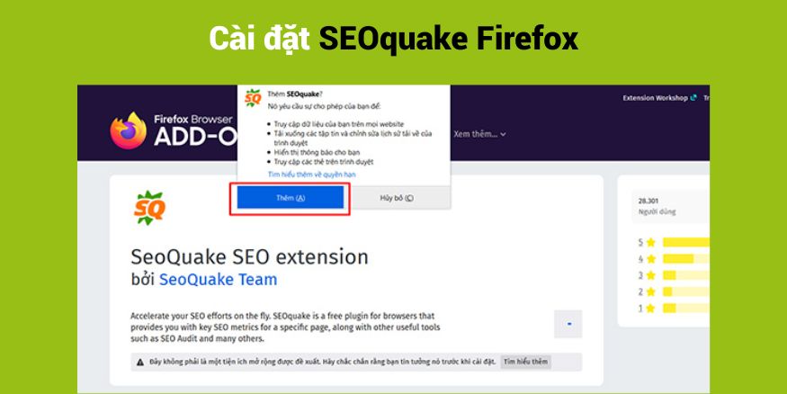 Cài đặt SEOquake Firefox