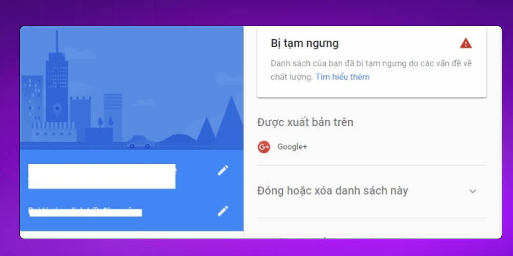 Google Map bị tạm ngưng