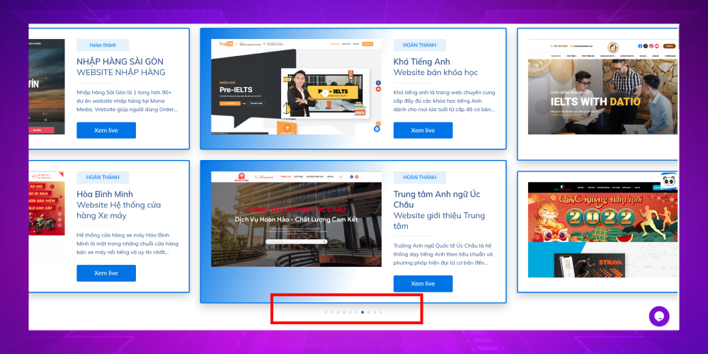 Hiển thị slider mô tả dự án