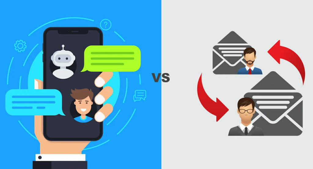 So sánh việc sử dụng email và chatbot
