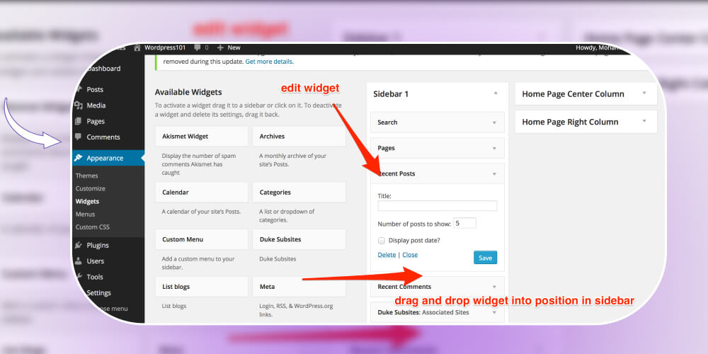 Hướng dẫn thêm Widget WordPress vào sidebar