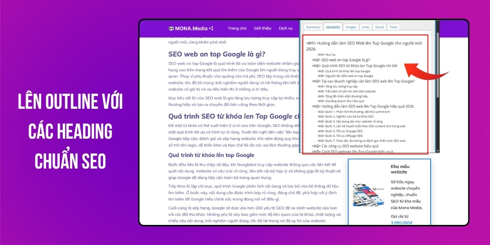 Lên outline chuẩn SEO với đầy đủ heading