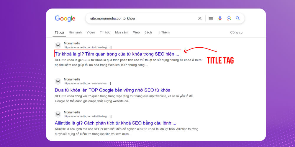 Vị trí 1: Tiêu đề (Title tag)