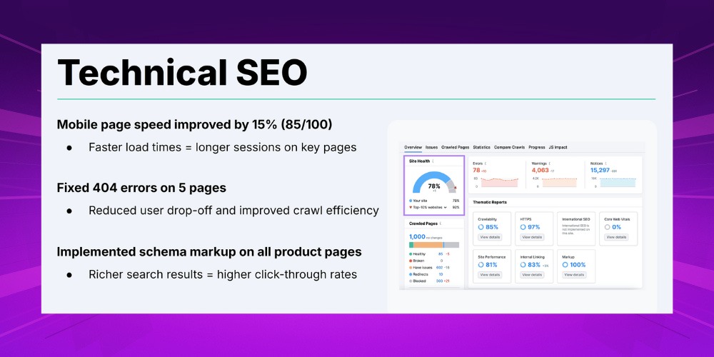 Technical SEO là hạng mục cần có trong SEO report