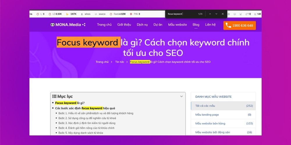 Chèn từ khóa chính vào thẻ H1 để tối ưu SEO