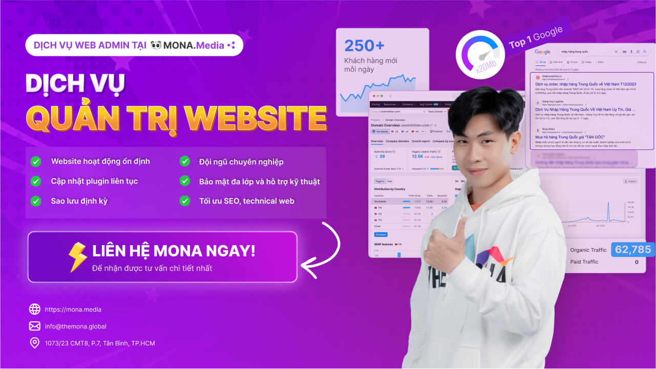 Dịch vụ chăm sóc, quản trị website chuyên nghiệp tại MONA