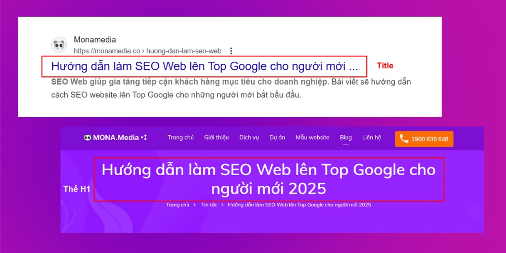 Sự khác nhau giữa title và thẻ h1 là gì