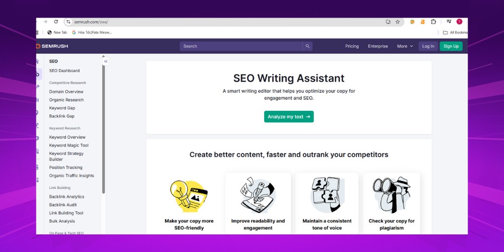 Công cụ SEO Semrush SEO writing assistant