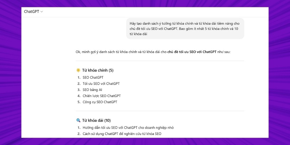Tim từ khóa dễ dàng khi SEO ChatGPT