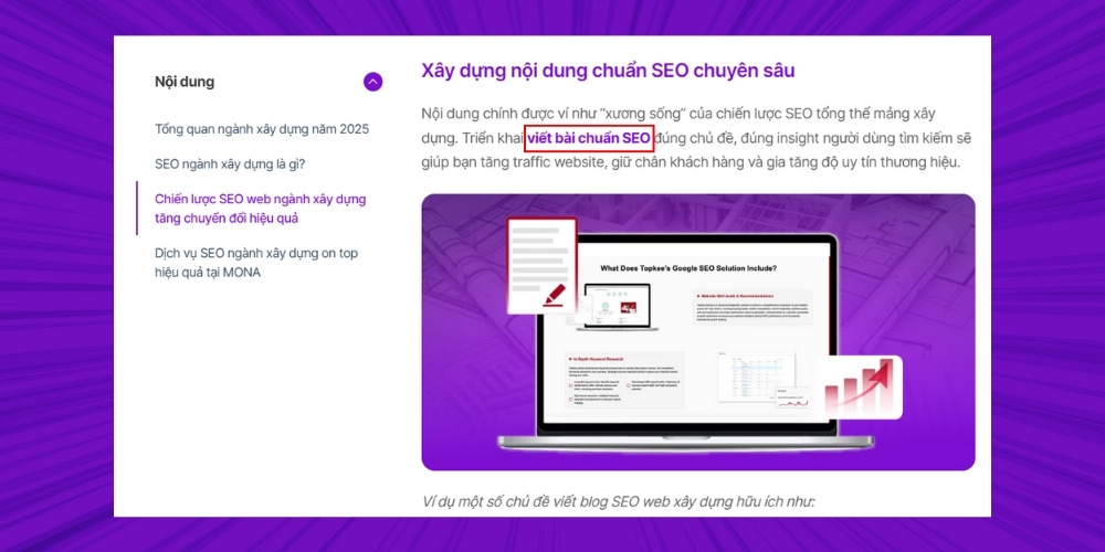 Chèn internal link phù hợp để SEO web xây dựng