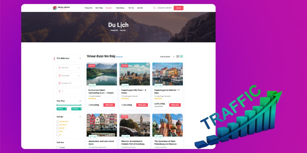 SEO du lịch giúp tăng Organic Traffic