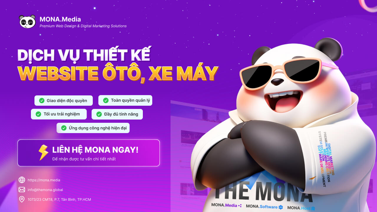Dịch vụ thiết kế website ô tô xe máy tại MONA