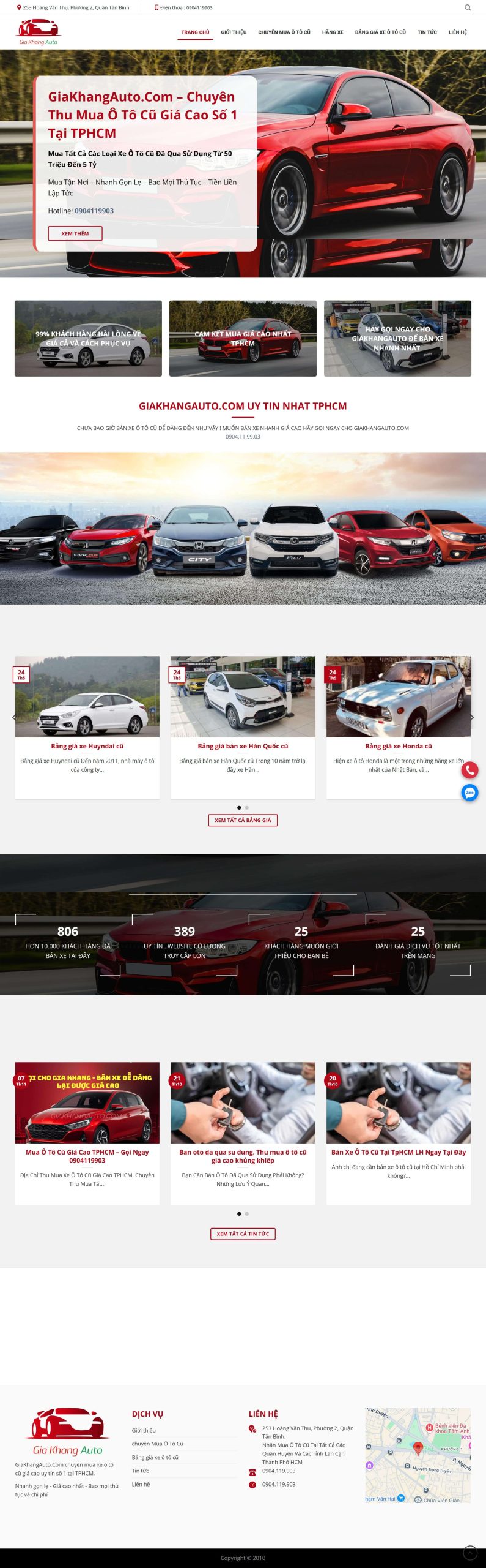 Mẫu thiết kế website bán ô tô của MONA