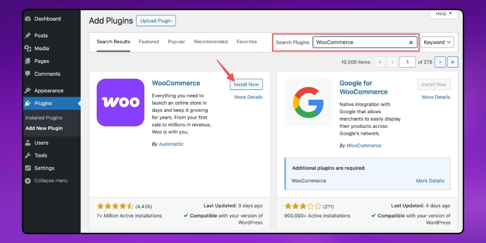 Bước 3 Thêm Woocommerce vào WordPress